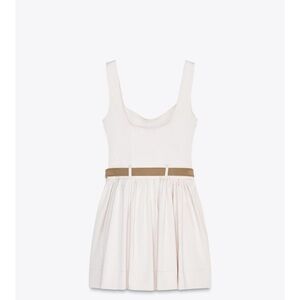Zara White Mini Dress with Tan Belt